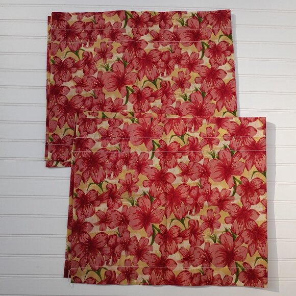 DAN RIVER Valances Yellow Pink Hibiscus Flowers NWOT Vintage Floral Valance Pair - Picture 10 of 10